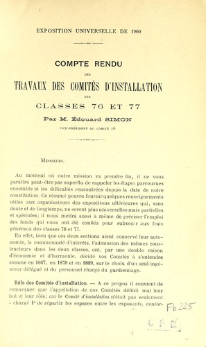 Compte rendu des travaux des comités d'installation des classes 76 et 77