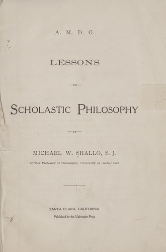 Lessons in scholastic philosophy