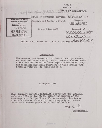 The French commune as a unit of government