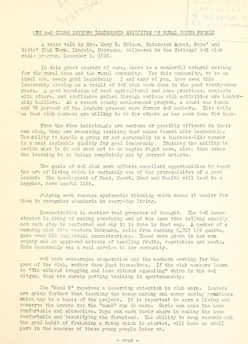 How 4-H clubs develop leadership abilities of rural young people