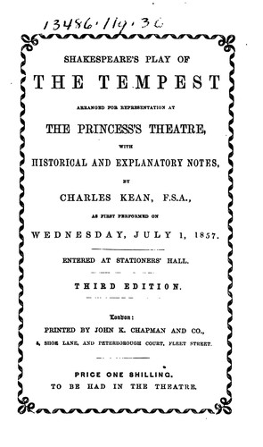 Shakespeare's Play of The tempest