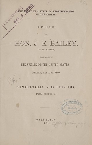 The right of a state to representation in the Senate