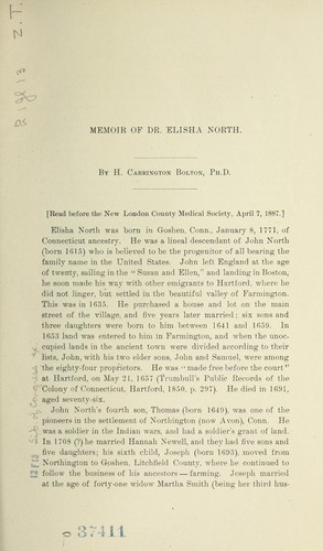 Life and writings of Elisha North, M.D.
