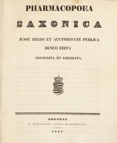 Pharmacopoea Saxonica, jussu regio et auctoritate publica