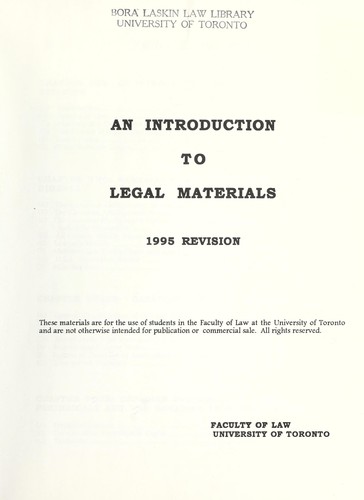An Introduction to legal materials