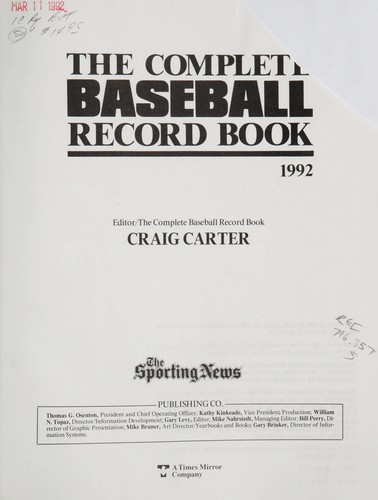 Complete Baseball Record Book (Complete Baseball Records & Fact Book)
