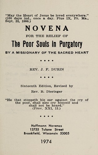 Novena for the relief of the poor souls in purgatory