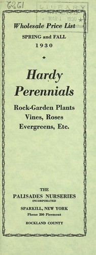 Hardy perennials, rock-garden plants, vines, roses, evergreens, etc
