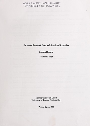 Advanced corporate law and securities regulation