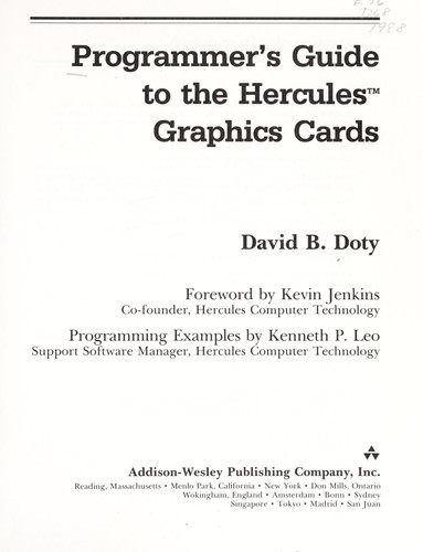 Programmer's guide to the Hercules graphics cards