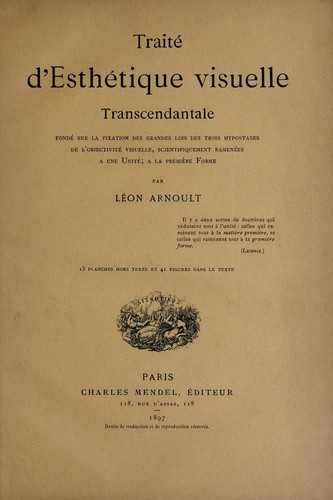 Traité d'esthétique visuelle transcendantale