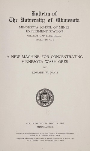 A new machine for concentrating Minnesota wash ores