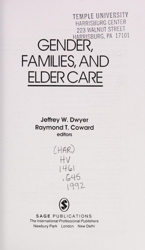 Gender, families, and elder care