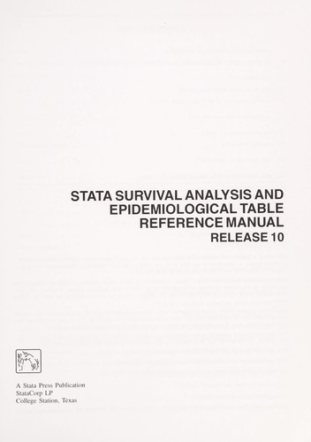 Sata Survival Analysis And Epidemiological Tables Reference Manual, Release 10