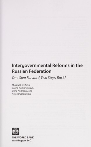 Intergovernmental reforms in the Russian federation