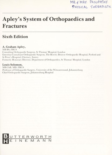 Apley's System of Orthopaedics and Fractures