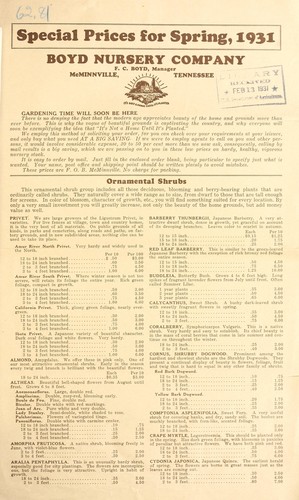 Special prices for spring, 1931