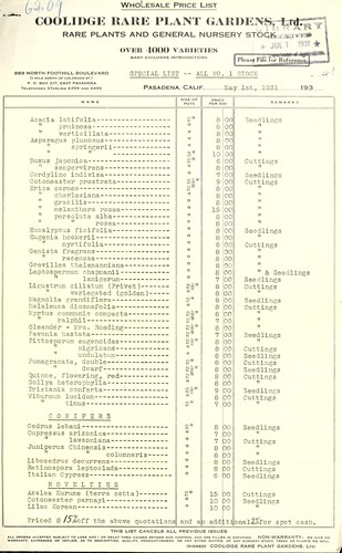 Rare plants and general nursery stock