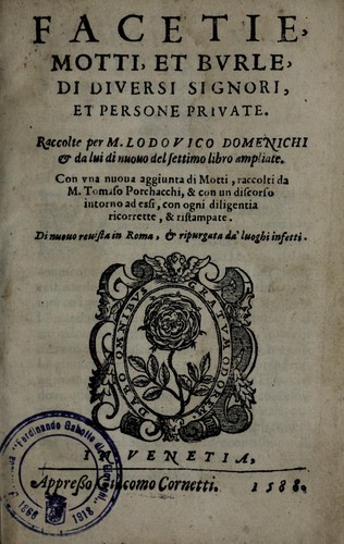 Facetie, motti, et bvrle di diversi signori et persone private