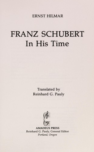 Franz Schubert in his time