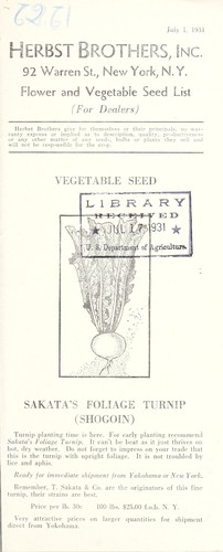 Flower and vegetable seed list (for dealers)