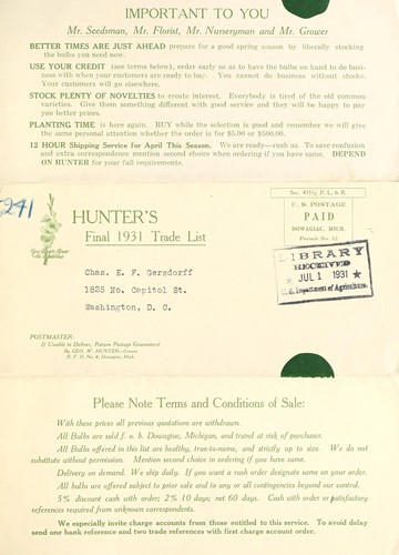 Hunter's final 1931 trade list