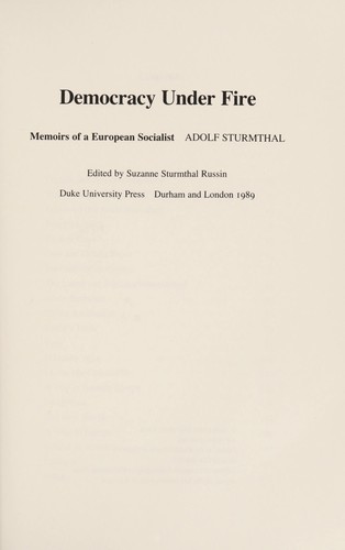 Democracy under fire : memoirs of a European socialist