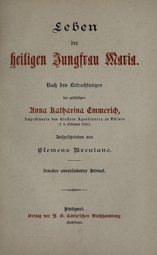 Leben der heiligen Jungfrau Maria