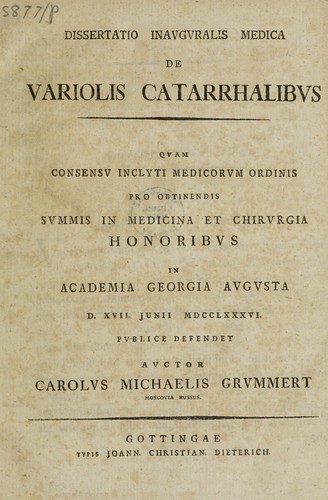 Dissertatio inauguralis medica de variolis catarrhalibus