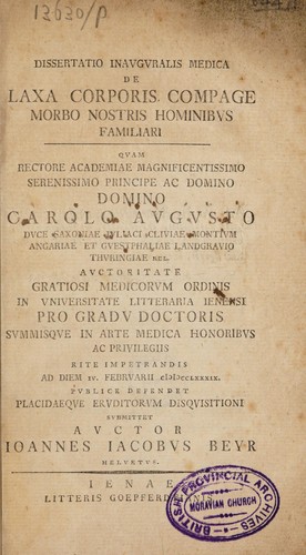 Dissertatio inauguralis medica de laxa corporis compage morbo nostris hominibus familiari