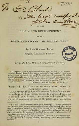 On the origin and development of the pulps and sacs of the human teeth
