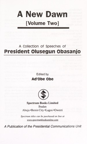 A new dawn : a collection of speeches of President Olusegun Obasanjo