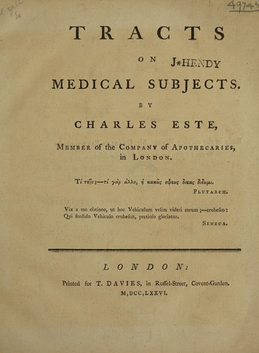 Tracts on medical subjects ...