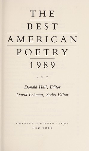The Best American poetry, 1989