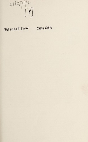 Description, prevention and treatment of cholera