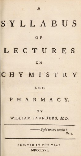 A syllabus of lectures on chymistry and pharmacy