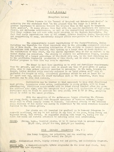 The mango (Mangifera indica) [descriptive price list]