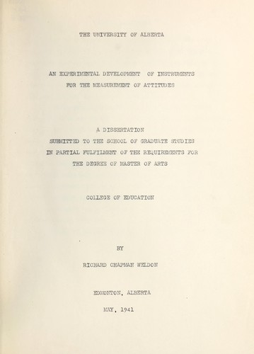 An experimental development of instruments for the measure of attitudes