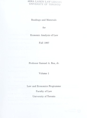 Readings and materials for economic analysis of law
