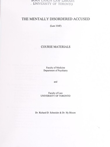 The mentally disordered accused (Law336F)