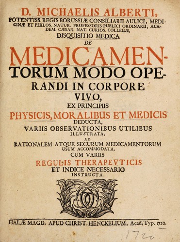 Disquisitio medica de medicamentorum modo operandi in corpore vivo. Ex principiis physicis, moralibus et medicis deducta ...