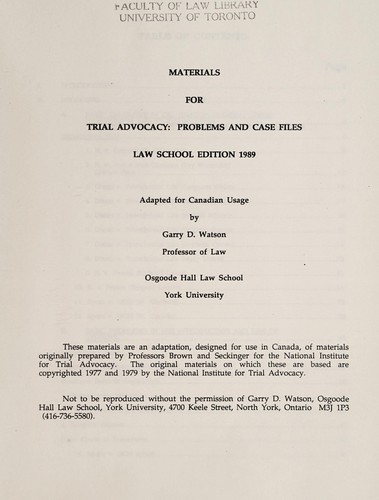 Materials for trial advocacy