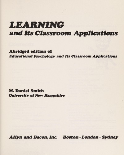 Learning and its classroom applications