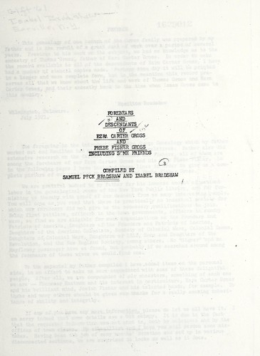 Forebears and descendants of Ezra Carter Gross and Phebe Fisher Gross