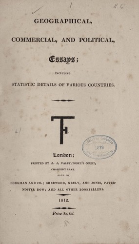 Geographical, commercial and political essays