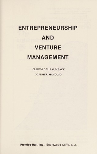 Entrepreneurship and venture management