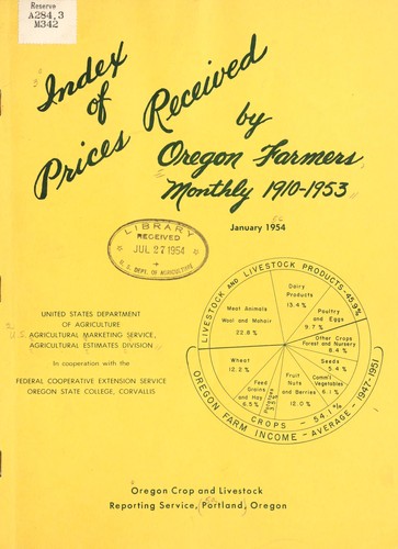 Index of prices received by Oregon farmers, monthly, 1910-1953.
