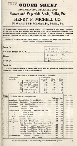 Flower and vegetable seeds, bulbs, etc