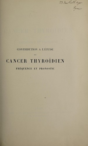 Contribution à l'étude du cancer thyroïdien