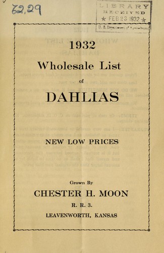 1932 wholesale price list of dahlias, new low prices